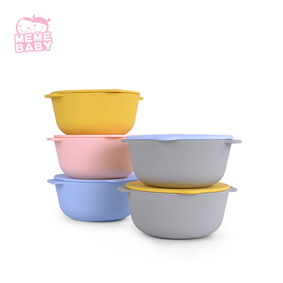 Soft Food Grade Silicone Weaning Bowl Collapsible Bowl With Lid